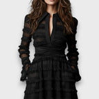 Parisa – Vestido midi con flecos transparentes