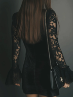 Lunori™ | Vestido mini de terciopelo y encaje Luna