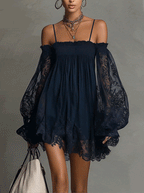 Noemi • Vestido mini en chiffon azul marino